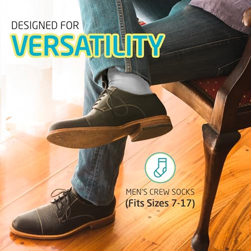 HOT FEET Thin Crew Summer Socks for Men - 5 Pack, Breathable, Moisture Wicking, Lightweight, Ribbed Cotton Socks, Sizes 7-174