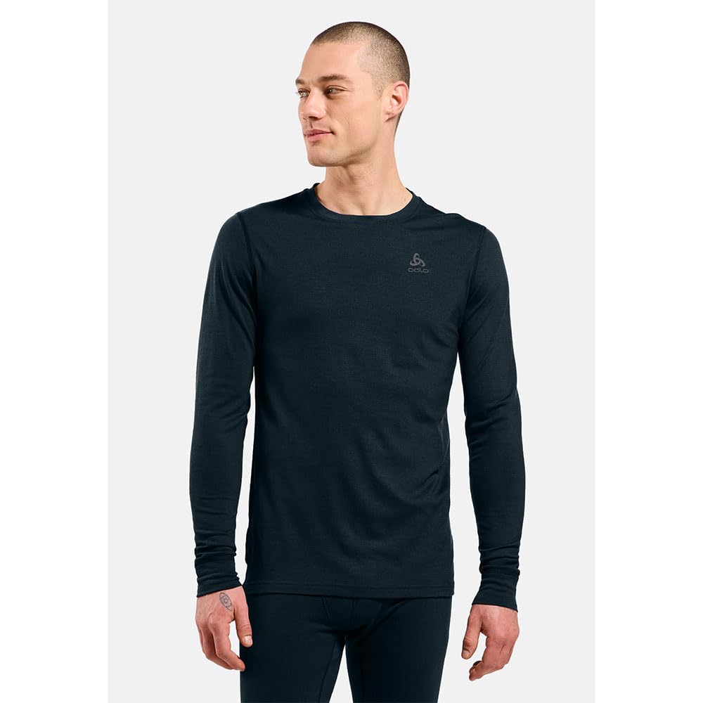Odlo Intimo Termico da Uomo in Lana Merino 200, Maglia Termica a Maniche Lunghe, con Scollo Rotondo, da Uomo