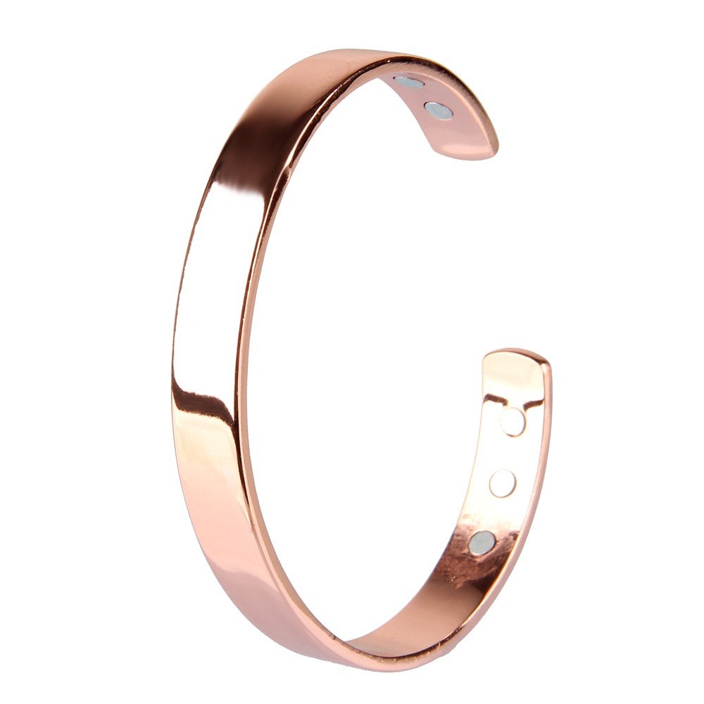 Beauty7Chapado en Oro Rosa Pulsera Magnética de Cobre para Regalo Artritis Hombres Mujeres Unisex Muñecas Moda Mano Collar Salud Perímetro 19 cm