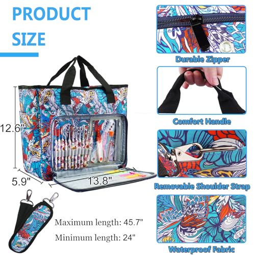 Image of Mdoker Knitting Bags and Totes Organizers Large Crochet Bag Lightweight Yarn Bags for Travel Yarn Storage Organizers for Crochet Hooks,Yarn,Knitting & Crochet Supplies(Retro)