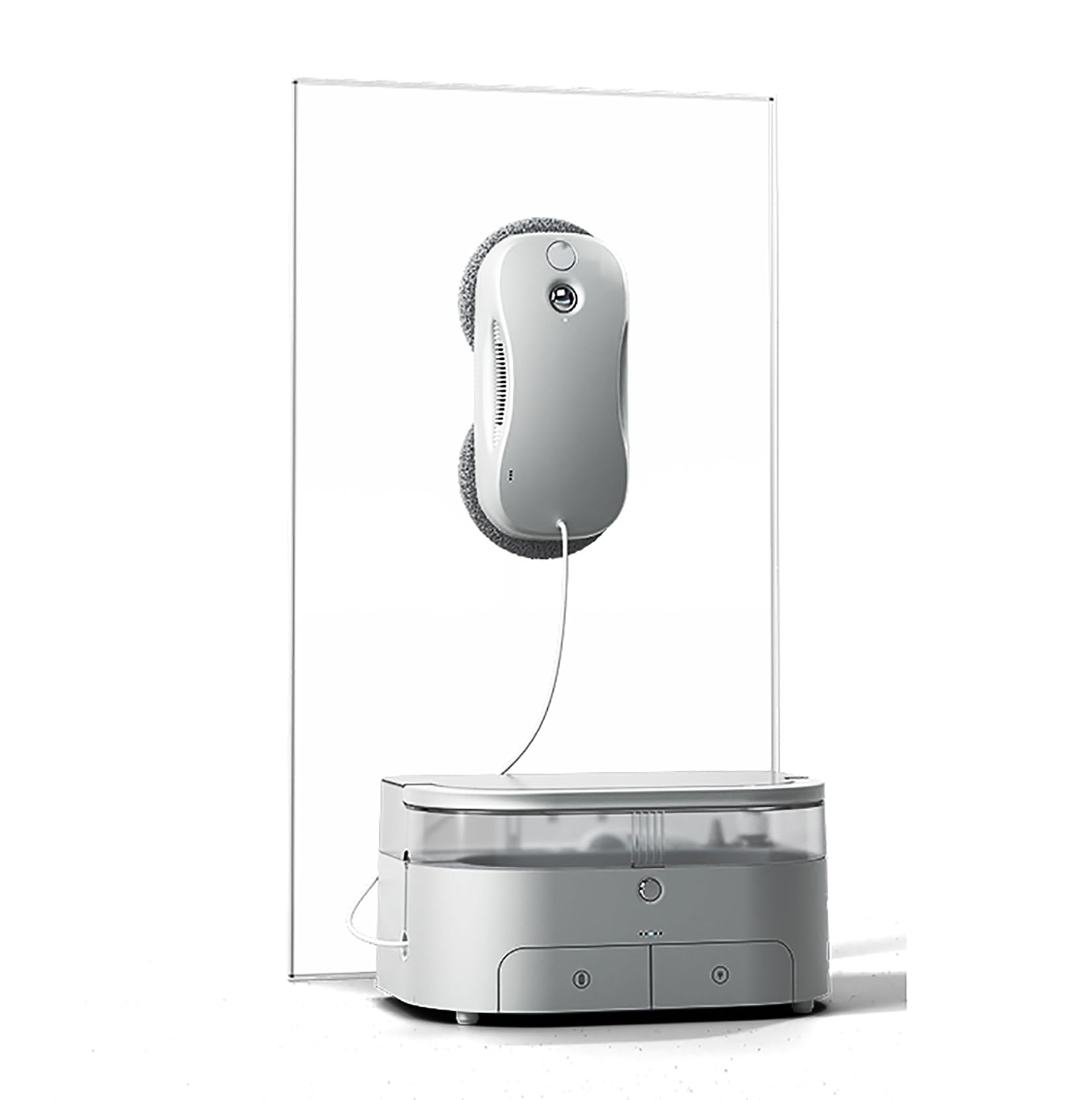 LAAMMIAM Window Cleaning Robot - S9 Pro,Frameless Window Inside/Outside Available 5300pa Frequency Conversion Power Suction AI Path Planning with Portable Station,Silver