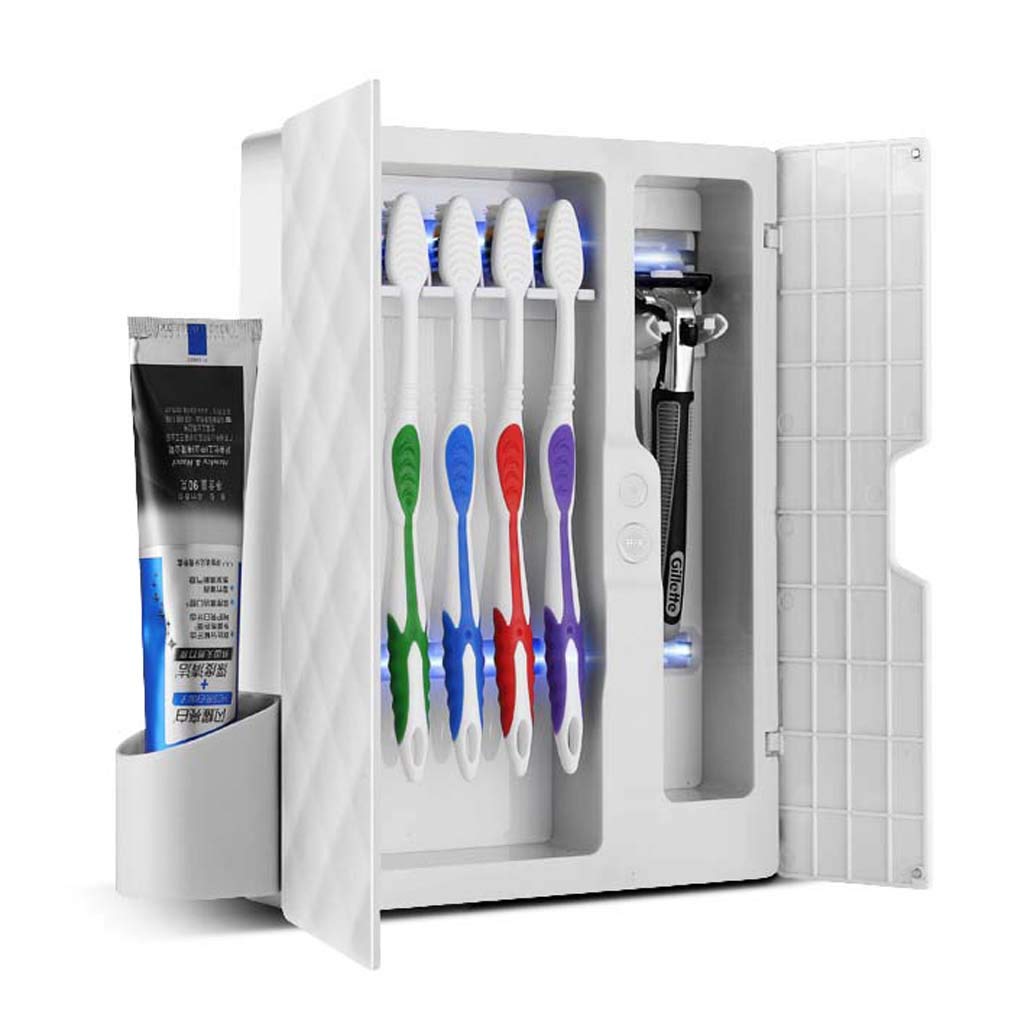 TJH Esterilizador de Cepillo de Dientes eléctrico Inteligente, Caja de Almacenamiento de Cepillo de Dientes de Secado por esterilización UV, Rack para Dispositivos de Pared para Herramientas dentales