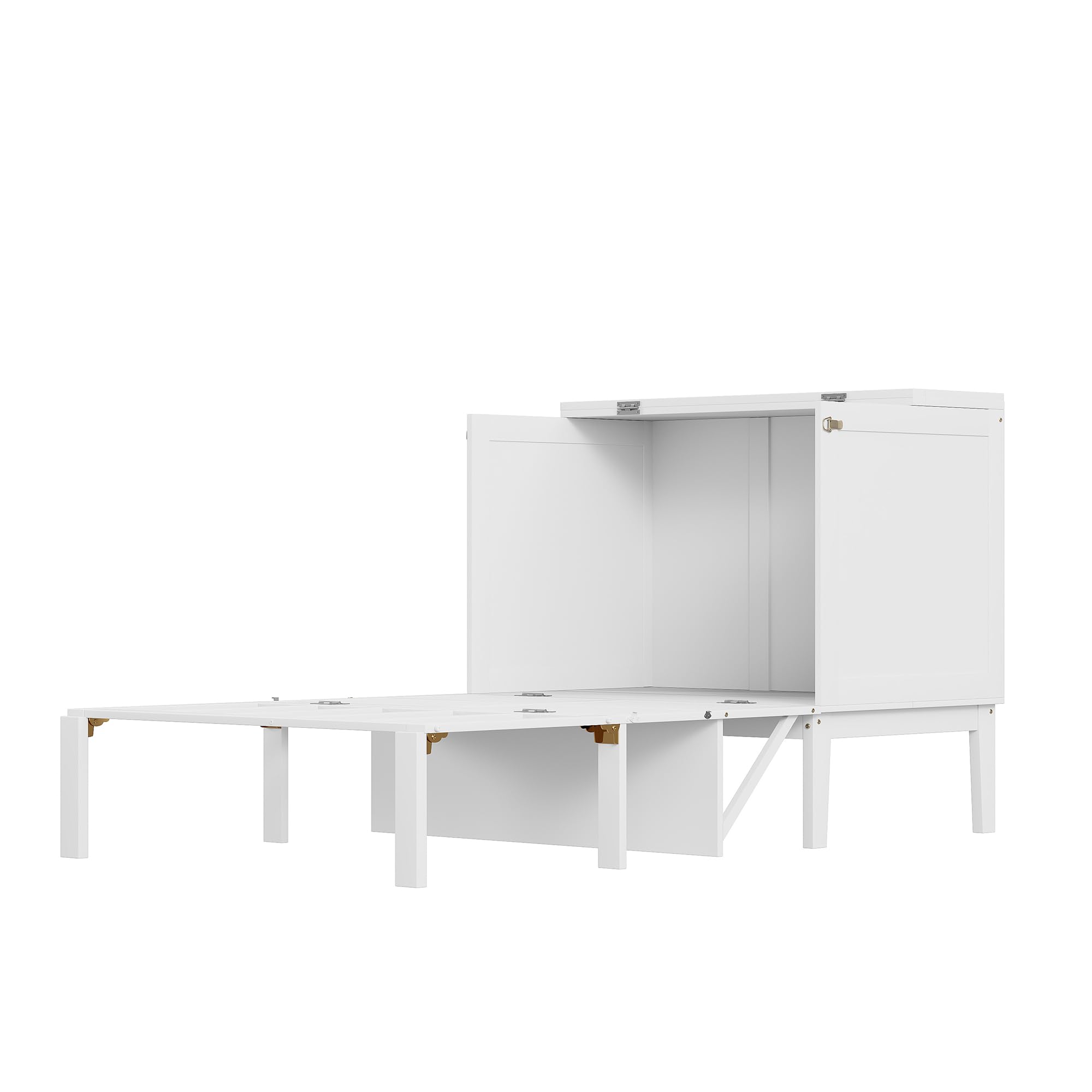 Shye Armario cama de pared con somier, cama plegable vertical, juvenil, 90 x 200 cm (blanco)