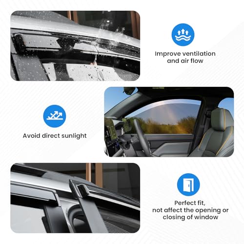 Image of Tacoma Rain Guard - Window Visors for Toyota Tacoma 2024-2026, Out-Channel Side Window Rain Guards for Tacoma Accessories, 4PCS, Black, Car Accessories
