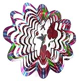 WorldaWhirl Whirligig 3D Wind Spinner Hand Painted Stainless Steel Twister Hummingbird (12