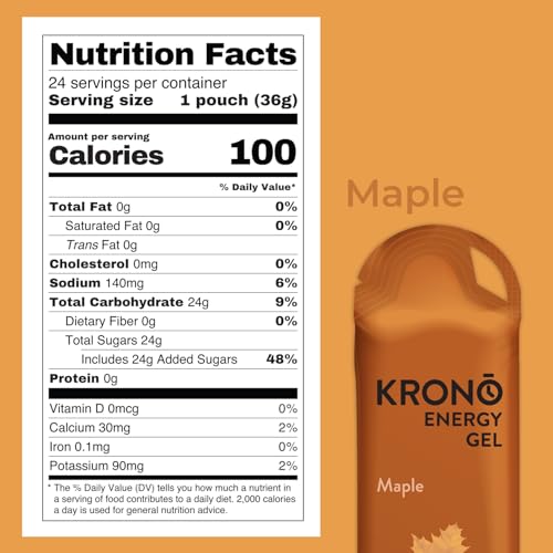 Image of Krono Nutrition Energy Gel - Sports Nutrition - Made with Natural Ingredients - 24 Count (Maple)