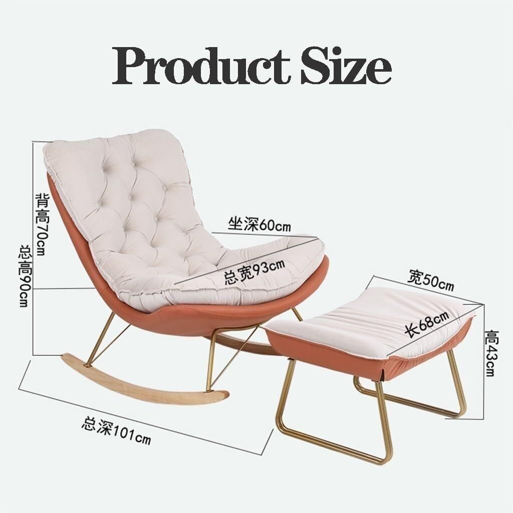 Generisch Moderner Schaukelstuhl mit Hocker – Bequemer Grauer Schaukelstuhl für Wohn- und Schlafzimmer, ideal zum Entspannen, Lesen und Relaxen.