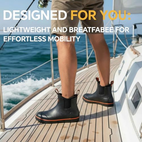 Image of Furuian Men's Deck Boots Waterproof Ankle Rain Boots Fishing Boots