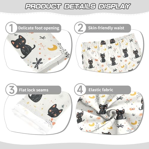 Girls Leggings Cats Flower Moon Soft Toddler Leggings for Girls Kids Pants Size 4T-10T3