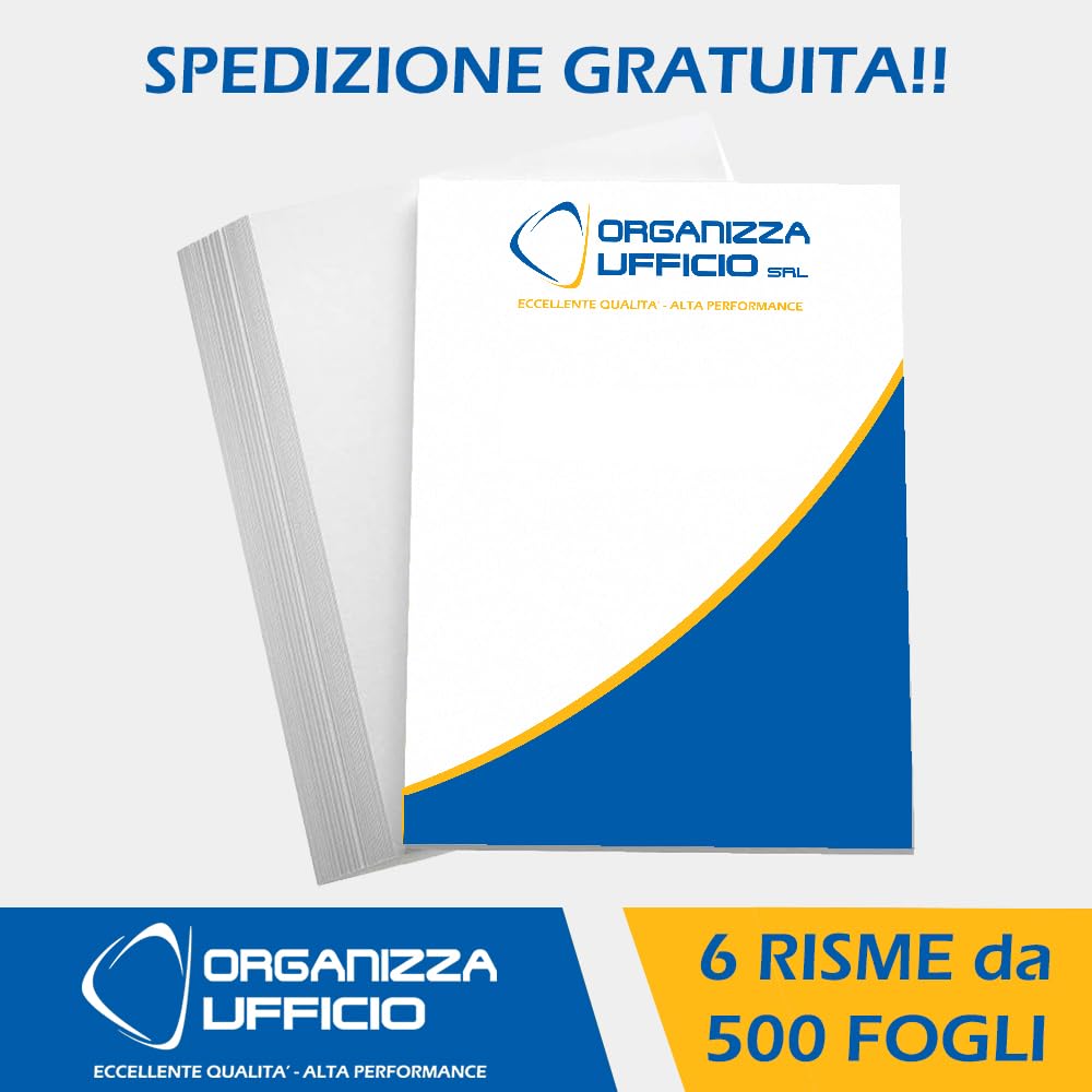 Risme Carta A5 500 Fogli 80 gr/mq Extrabianco per Stampa Laser e Inkjet 3000 Fogli