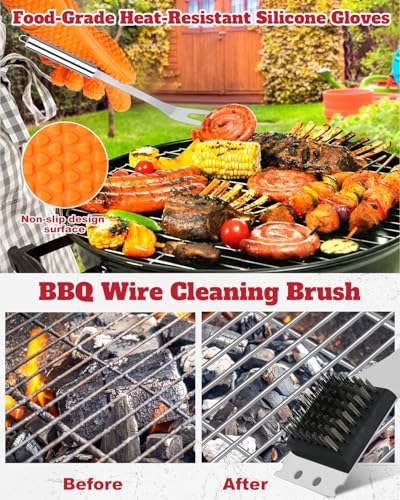 28PCS-Stainless-Steel-BBQ-Grill-Accessories-Set-Grilling-Gifts-for-Men-Birthday-Fathers-Day-Portable-Multifunction-Grilling-Utensils-Tools-Kit-with-Storage-Bag-for-Outdoor-Grill-Camping-BBQ-Party