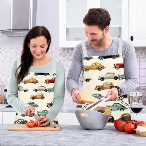 Tablier de cuisine multicolore sans couture imprimé voitures
