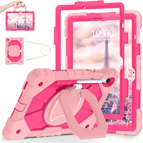 Image of WESOROL Case for Samsung Galaxy Tab S10 Lite /S10 FE /S9 FE 10.9 Inch Galaxy Tab S9 11 Inch,Shockproof Cover for Samsung S9 FE Tablet Case with Screen Protector Rotate Stand Pen Holder,Rose Gold Pink