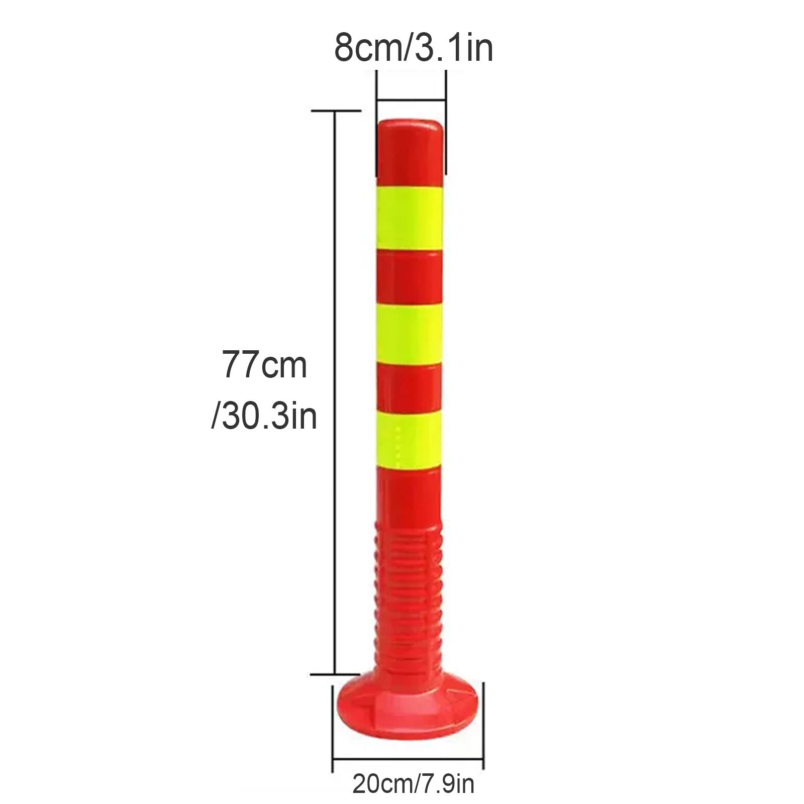 Poteau de Parking Barrière de Signalisation en Plastique Flexible avec Bandes Réfléchissantes