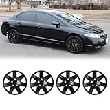 16 Inch Hubcaps Set of 4 ABS & PC Material Wheel Rim Cover for Honda Civic 2006-2011,16' Hubcaps Black Lacquer Fit for Steel Wheels Bolt On Installation Wheel Tire Covers Automotive Accessories