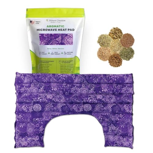 Nature Creation Reusable Microwave Heat Pad - Microwave Heating Pad for Neck, Shoulders & Upper Back, Cold Compress & Hot Pack, Heat Pack Warming Pad - Purple Flowers 1 Pack