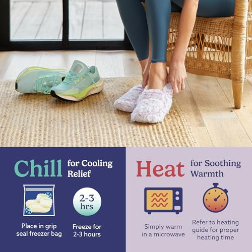 Image of warmies Microwaveable House Slippers for Women - Plush, Soft & Fuzzy Indoor Slippers with Backs & Non-Slip Memory Foam Soles - Cozy Warm Ladies Slipper