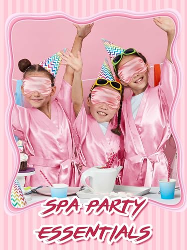 Sintuff 24 Pcs Sleepover Party Supplies for Girls 6 Spa Party Robes 6 Tote Bags 6 Headbands 6 Spa Masks4