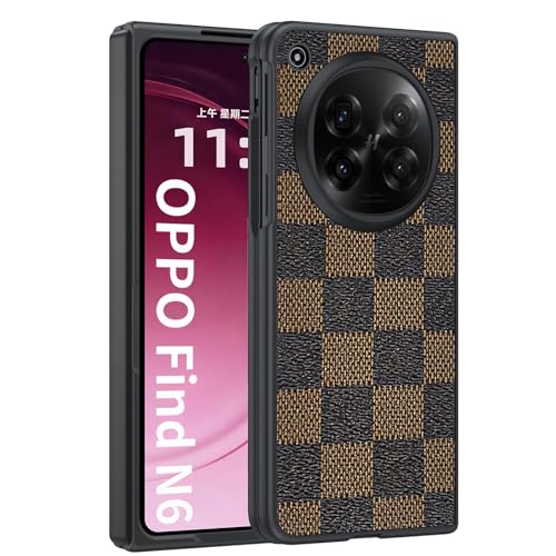 OPPO Find N6 �p �`�F�b�N�� TPU�{���U�[ �X�}�z�P�[�X �ϏՌ� �����h�~ �L�Y�h�~ �w��h�~ ���^ �y�� �t�B�b�g�݌v �܂肽���݃X�}�z�P�[�X OPPO Find N6�Ή��i�u���E���j