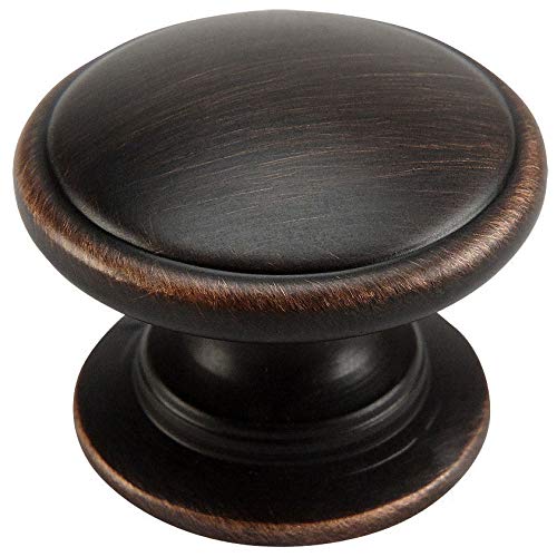 25 Pack - Cosmas 4702ORB Oil Rubbed Bronze Cabinet Hardware Round Knob - 1-1/4 Diameter - Wide Base