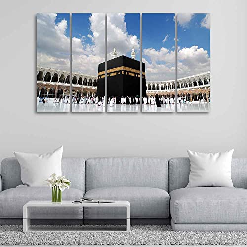 Image of VIBECRAFTS Masjid Al Haram Wall Painting of Five Pieces Set For Home|Office|Living Room|Gift (PTVC5Pcs4 8585)