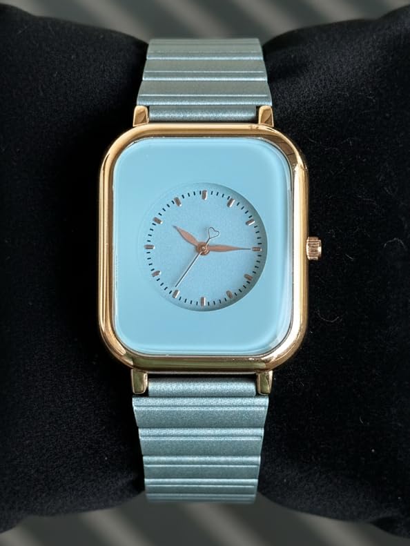 Image of Premium Rose Gold Square Analog Watch for Women & Girls | Stylish Stainless Steel Strap | Elegant Heart Second Hand | Trendy Ladies Wrist Watch under 500 | Square Case Design | Perfect for Casual | Affordable Fashion Watch for Girls