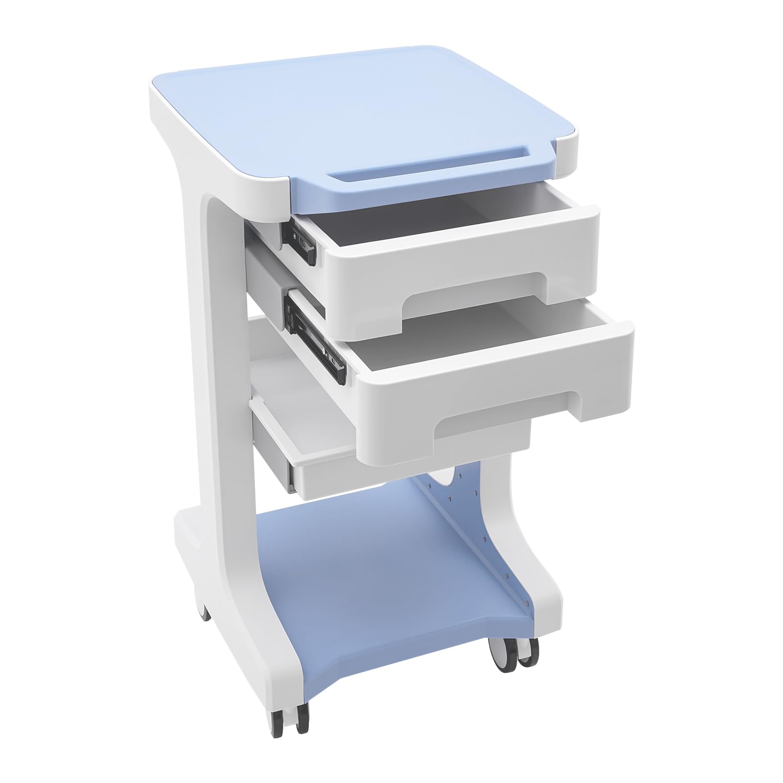 Carrello da laboratorio, auto medica, carrello cosmetico con 3 piani e 2 cassetti, 41 x 41 x 67 cm, portata 50 kg, per laboratorio, clinica, ospedale, salone