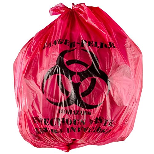 Oasis Supply Red Isolation Infectious Waste Bag/Biohazard Bag High Density (7 Gallon) 100 Count