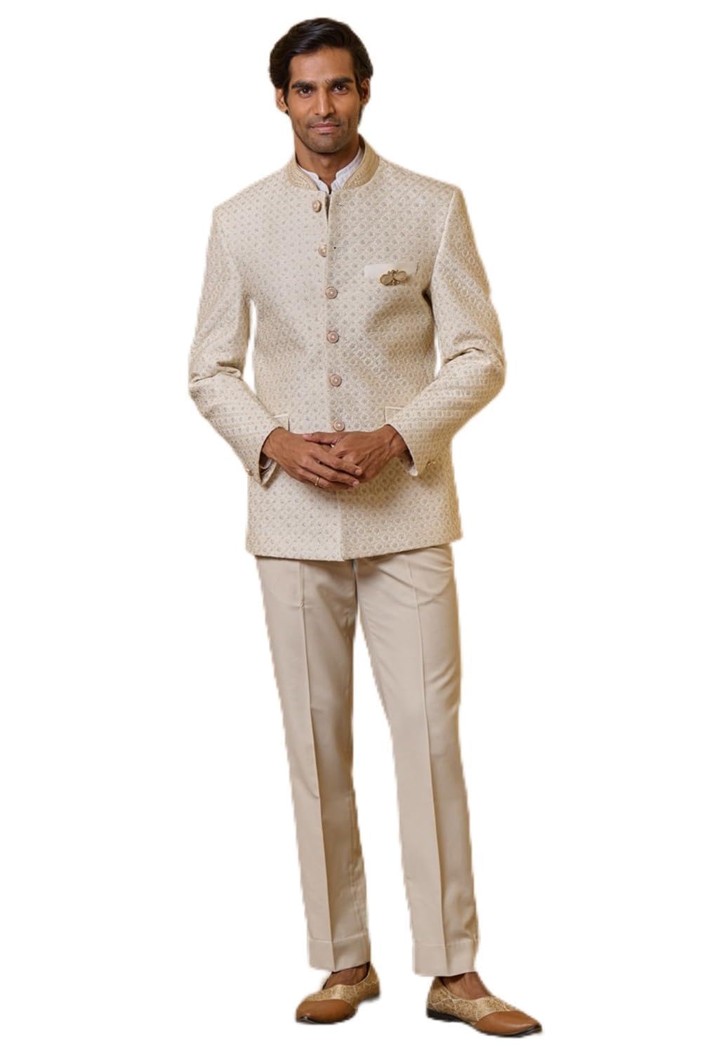 tasva Ivory All Over Dori Quilted Bandhgala For Men-picture-46