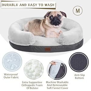 Orthopedic Dog Bed for Medium Dogs with Memory Foam, Waterproof Pet Bed Soft Sofa with Washable Removable Cover Anti-slip Bottom, Extra Head and Neck Support Sleeper, 30” Grey Orthopedic Dog Bed for Medium Dogs with Memory Foam, Waterproof Pet Bed Soft Sofa with Washable Removable Cover Anti-slip Bottom, Extra Head and Neck Support Sleeper, 30” Grey