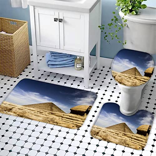 Badematten set 3D 40x60 Ägyptische Pyramiden absorbierend 3-teiliges Badezimmerteppich-Set maschinenwaschbare weich… – Bild 4