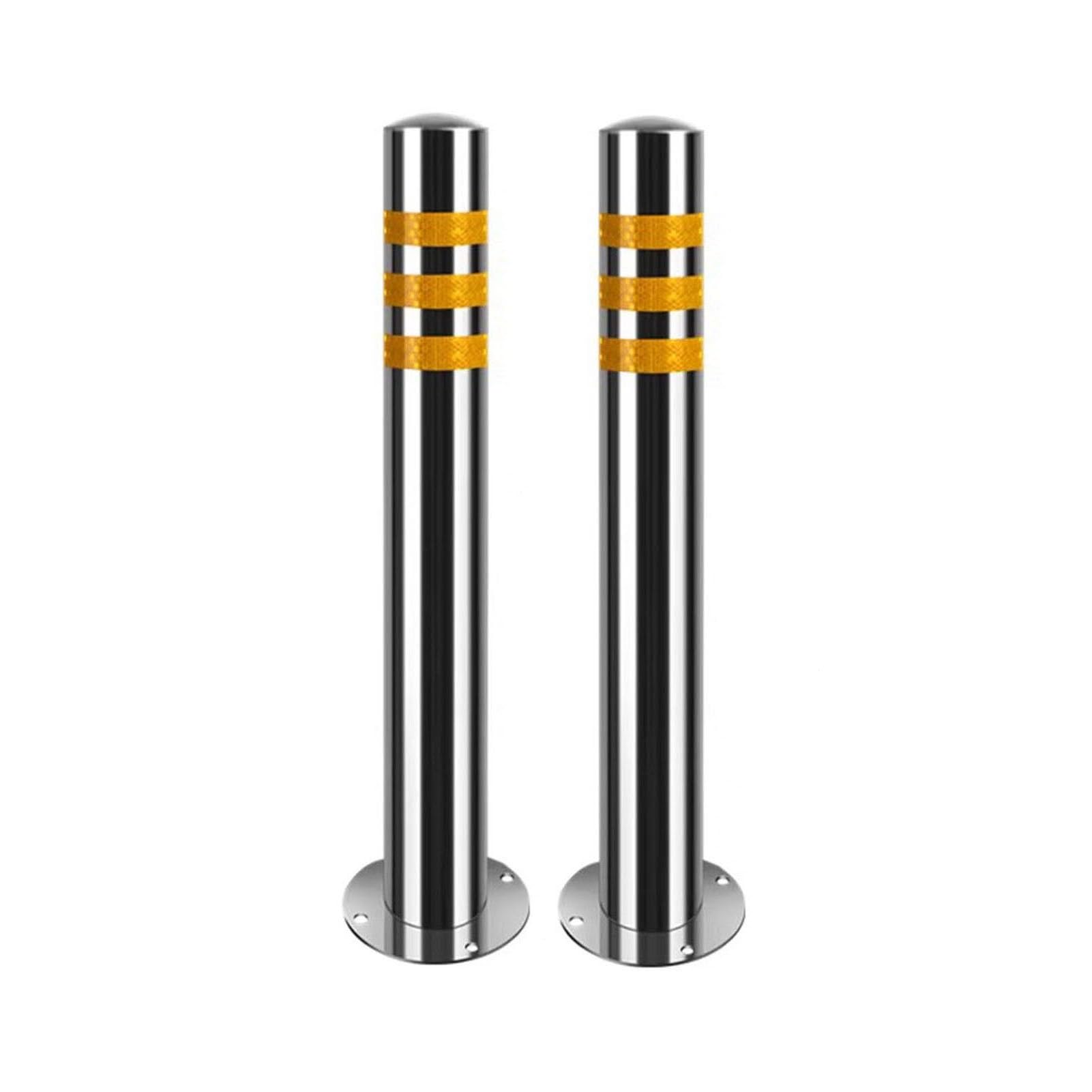 Generisch Sicherheitspoller aus Edelstahl, 2er-Pack, mit reflektierenden Streifen, robuste Verkehrsleit-Parkbarriere zum Schutz von Einfahrten und Gehwegen (29,5" x 2,5")