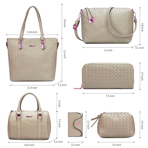 Purses and Handbags for Women Synthetic Leather Tote Crossbody Bags Satchel Purses Set 6pcs3
