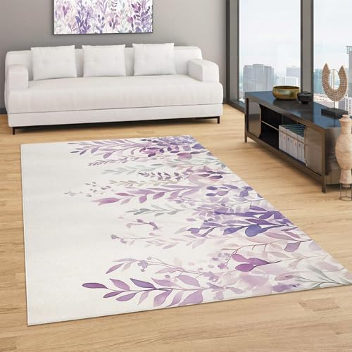 Alfombras para sala de estar con diseño de hojas lavables para un salón acogedor 3