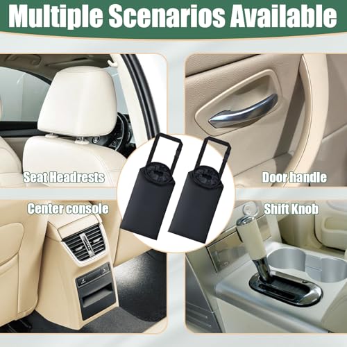 2 PCS Car Trash Bags, Washable Car Garbage Bag Hanging, Detachable Trash Can with Top Elastic Vent & Sticky Strap Bottom Opening, Seat Back Tash Bag for Cars,Travelling,Outdoor