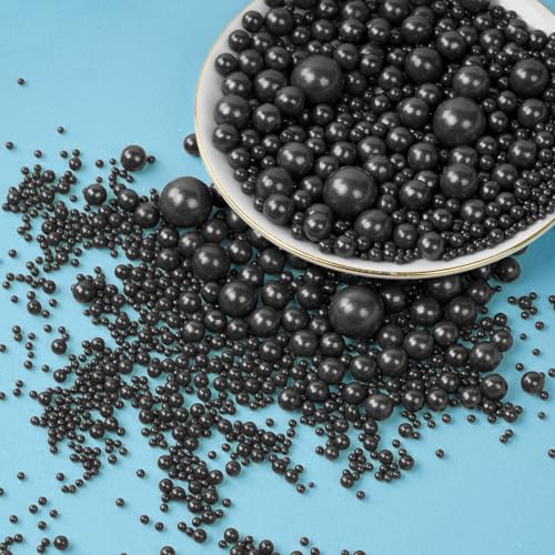 OSDUE Sprinkles de Perlas, 85 g de Sprinkles de Pastel de Perlas Negras, Decoración de Caramelos Comestibles, Decoración de Galletas para Cupcakes, Adecuado para Bodas, Cumpleaños, Acción de Gracias