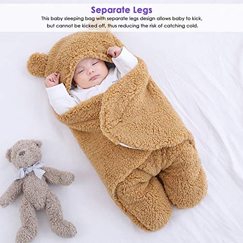 Yissone Pasgeboren Baby Inbakeren Deken Zachte Warme Hooded Wrap Slaapzak Voor Pasgeboren Baby Baby Jongens En Meisjes… - Image 7