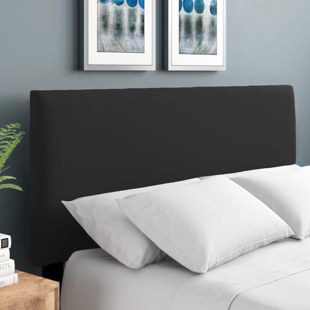Plain Plush Divan Bed Headboard | Velvet Fabric Headboards for 2ft6 Small Size Bed Frame |Elegant design wooden material headboards for beds (Black,2ft6 Small Single H-20inch)