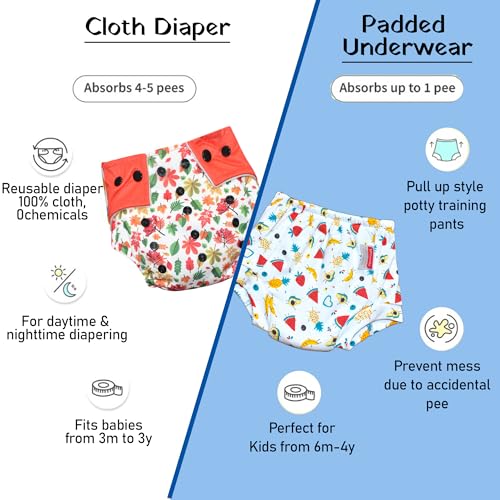 Image of VParents Padded Underwear for Babies and Toddlers with 3 Layers of Cotton Padding Potty Training Pull Up & Diaper-Free Time(2-3 years) Watermelon