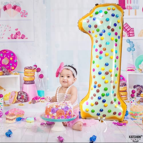 Image of KatchOn Number 1 Donut Balloon 40 Inch Sweet One Birthday Party Decorations | Donut 1 Balloon for First Birthday, Number 1 Balloon, Anniversary Decorations Supplies, 1st birthday decorations Boy, Girl