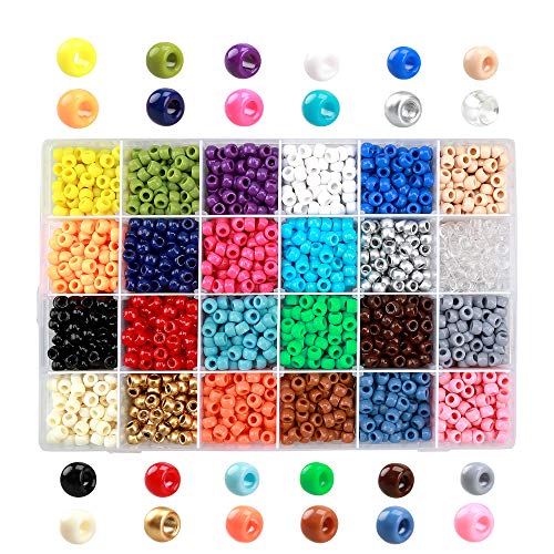 Efivs Arts Giant Crayon Bead Box,24 Color 9MM Pony Beads Kandi Beads Big Space Beads for DIY Jewelry Making - 3000PCS