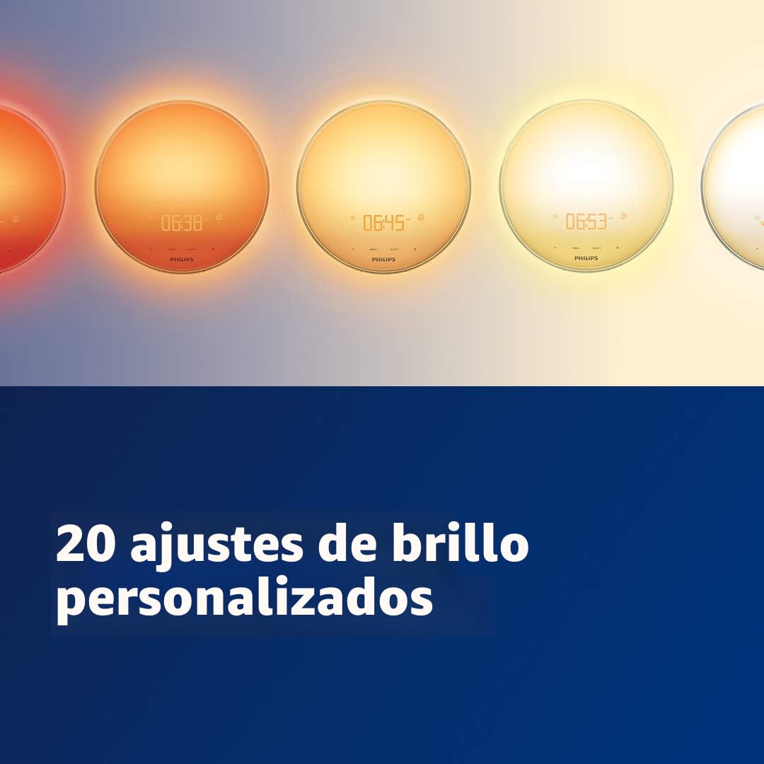 Amazon.com: Luz de despertador con simulación de amanecer en color