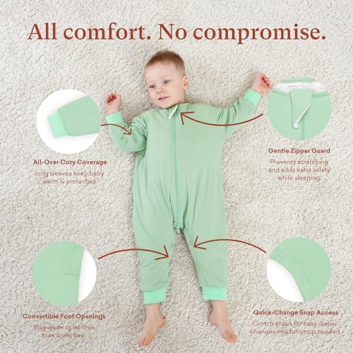 Image of Baby Sleep Suit 1.0TOG Long Sleeve Wearable Blanket with Legs, Soft Sleeping Bag with Feet newborn to 24 Months