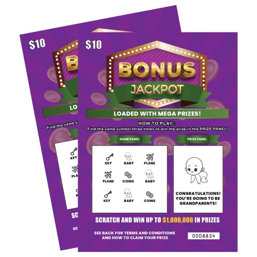 Image of Grandparents Baby Announcement Scratch Off Lottery Tickets, 2 Pack with Envelopes, Multicolor