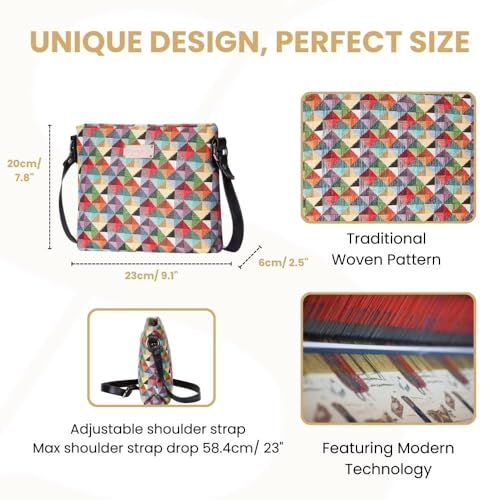 Image of Signare Tapestry Crossbody Bag Sling Shoulder Purse for Women