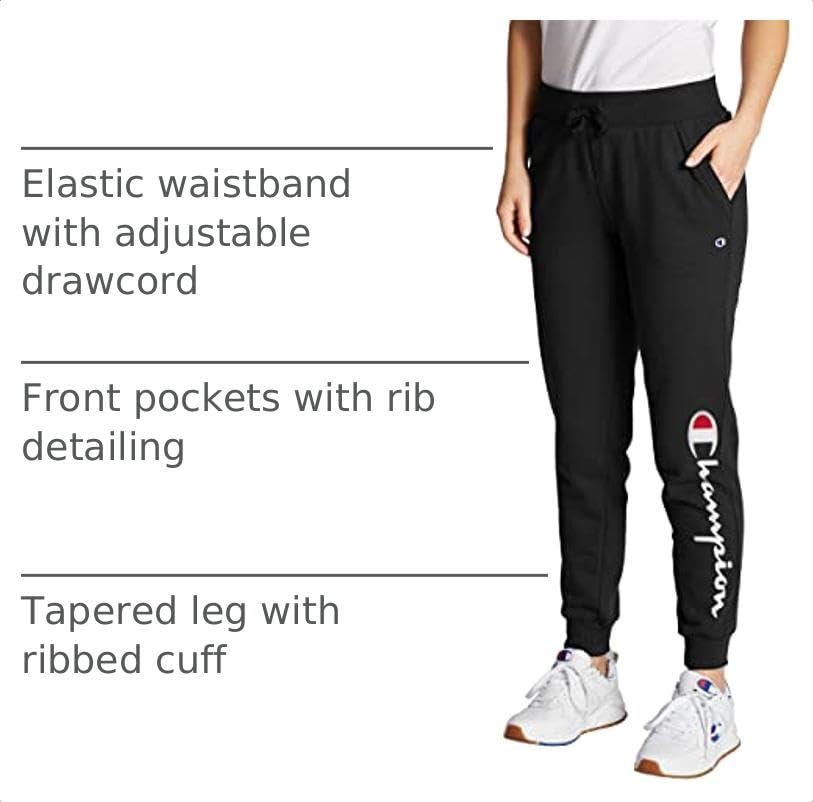 Champion womens Powerblend Joggers, Script Logo Sweatpants, Black-y07459, Small US - image 4