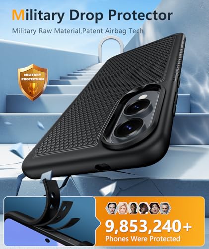 Image of FNTCASE for Samsung Galaxy S25-Edge Case: Lightweight Cell Phone Cover Military Grade Drop Protection with Non Slip Textured Back | Rugged Shockproof Protective Bumper Cases(Black)