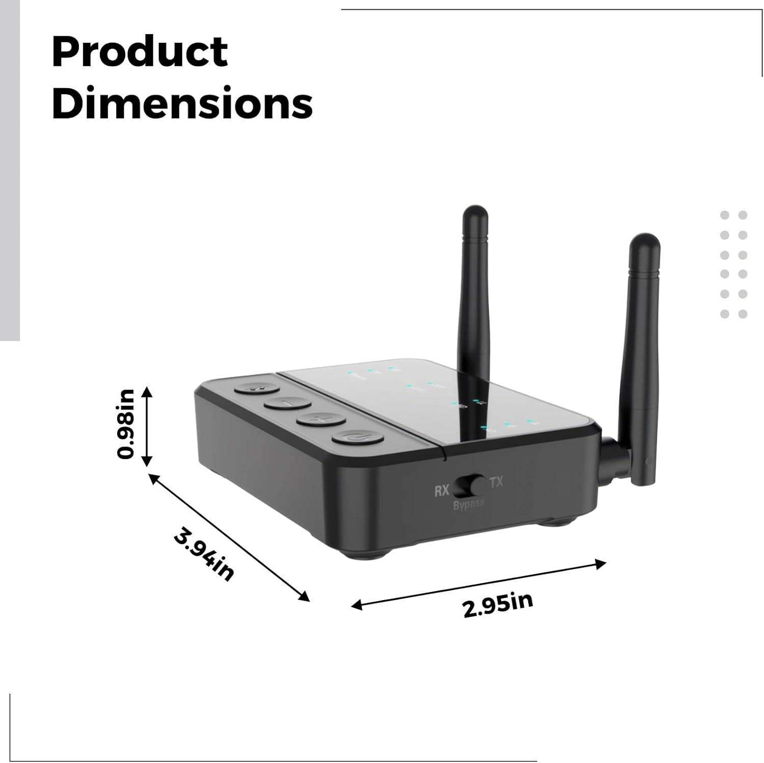 5.2 Wireless Audio Adapter, Aptx Hd/Ll Receiver Transmitter, Long Range 65.6 Ft, Dual Antenna, 950Ma for Stereo and Tv