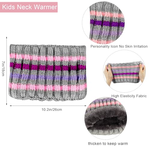 Hicdaw 2Pcs Kids Winter Hat and Scarf Set Winter Hats for Kids Toddler Beanie Hat Fleece Lined Scarf for Boys Girls 2-8 Years2