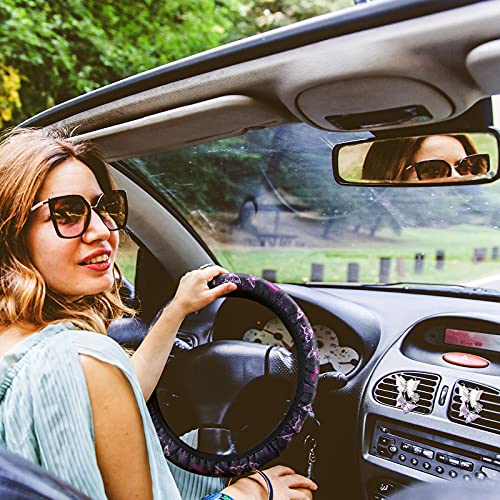 22 Pieces Butterfly Car Accessories Set, Center Console Armrest Pad Butterfly Car Seat Covers Steering Wheel Cover Headrest Seat Belt Cover Handbrake Gear Cover Keychain For Cars Suv Women(Purple) #TOP2